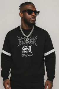 Savage Stay Real Graphic Crewneck - BLACK