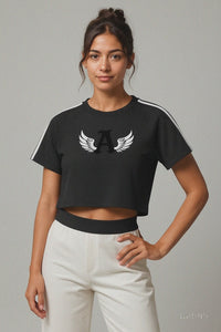 Ariva Streetwear Angel Wings ‘A’ Black Cropped Tee
