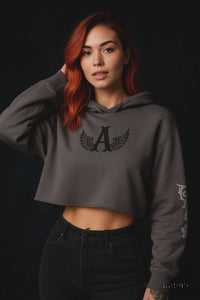 Ariva Streetwear "Winged A" Cropped Hoodie – Storm Grey Edition
