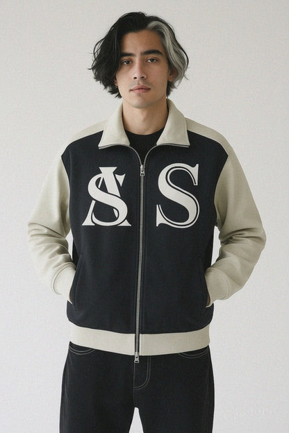 Ariva Streetwear “AS Legacy” Monogram Track Jacket - BLACK