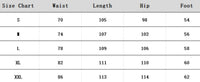 Clothing size chart for Retro Black Baggy Jeans to guide fit and sizing selection