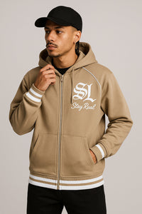 Savage SL ’Stay Real’ Beige Zip Hoodie