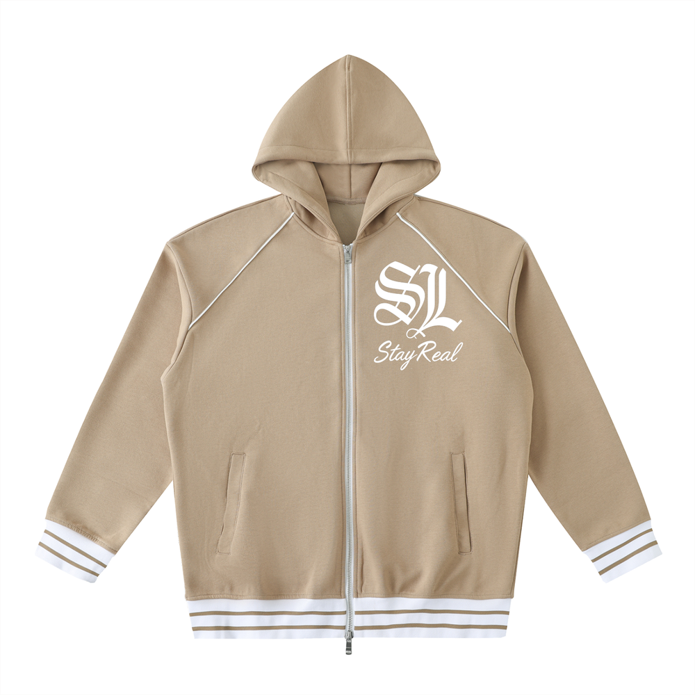 Savage SL ’Stay Real’ Beige Zip Hoodie Khaki / 2XS
