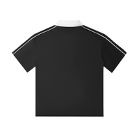 Savage Stay Real Contrast Streetwear Polo BLACK