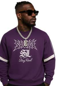 Savage Stay Real Graphic Crewneck PURPLE