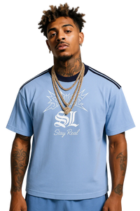Savage Stay Real Graphic Streetwear T Shirt – Sky Blue Edition