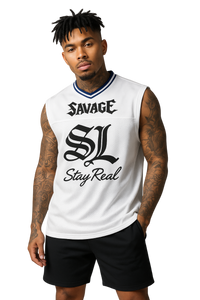 Savage Stay Real Streetwear Mesh Tank WHITE