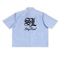 Savage Stay Real Striped Streetwear Shirt BLUE