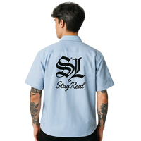 Savage Stay Real Striped Streetwear Shirt BLUE