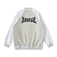 Stay Real “Savage” Varsity Bomber Jacket BEIGE