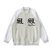 Stay Real “Savage” Varsity Bomber Jacket BEIGE Beige Camel with White / 2XS