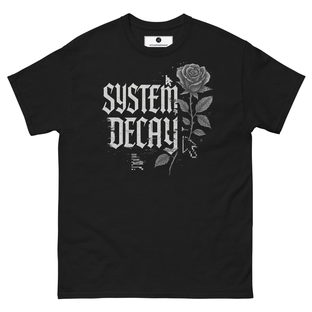 System Decay Glitch Rose Tee - Black - S