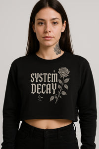 System Decay Gothic Rose Crop Sweatshirt