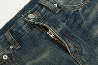 Blue denim Vintage Washed Baggy Jeans featuring a stylish zipper detail