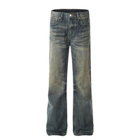 Distressed blue denim Vintage Washed Baggy Jeans for a trendy, casual look