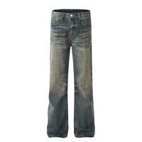 Distressed blue denim Vintage Washed Baggy Jeans for a trendy, casual look