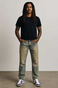 vintage washed straight-leg jeans faded-blue