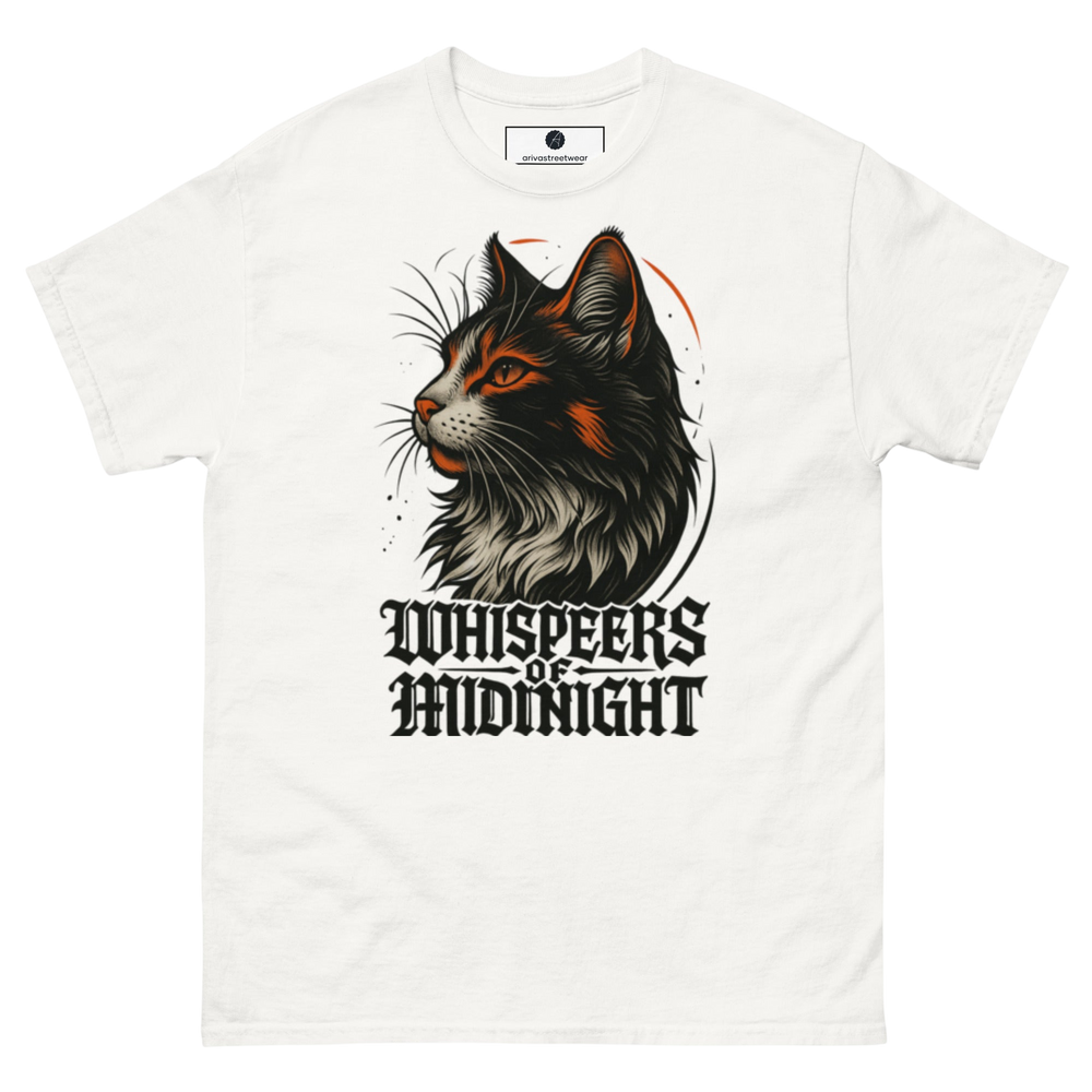 Whispers of Midnight Black Cat T-Shirt - White - S