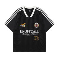 White Retro Soccer Jersey - Black / L