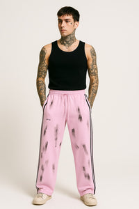 wide leg track-pants with paint brush