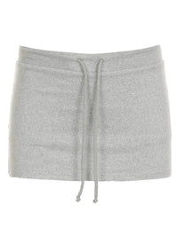 Women’s Grey Drawstring Mini Skirt - GRAY / S - Women’s Skirts