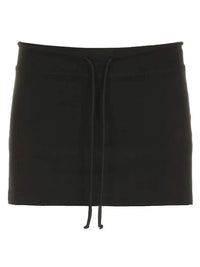 Women’s Grey Drawstring Mini Skirt - black / L - Women’s Skirts
