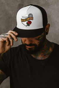 Worldwide Rose Trucker Mesh Hat - BLACK